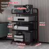 Modern Audio-Video Media Stand with Wheels, Corner Shelves, Stereo Audio Rack Tower (C, 50 x 40 view 2
