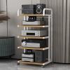 Modern Audio-Video Media Stand with Wheels, Corner Shelves, Stereo Audio Rack Tower (C, 50 x 40 view 3