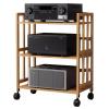 Mobile Bamboo Audio Rack, 3-Tier Stereo Component Stand on Wheels, Multifunctional AV Media Stand (Color 1) view 1