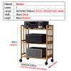 Mobile Bamboo Audio Rack, 3-Tier Stereo Component Stand on Wheels, Multifunctional AV Media Stand (Color 1) view 2