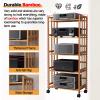 Mobile Bamboo Audio Rack, 3-Tier Stereo Component Stand on Wheels, Multifunctional AV Media Stand (Color 1) view 3