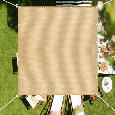 Rectangular Sun Shade Sail 260 x 440 cm, Tear-Resistant, Weather-Resistant, Breathable, Sand Yellow