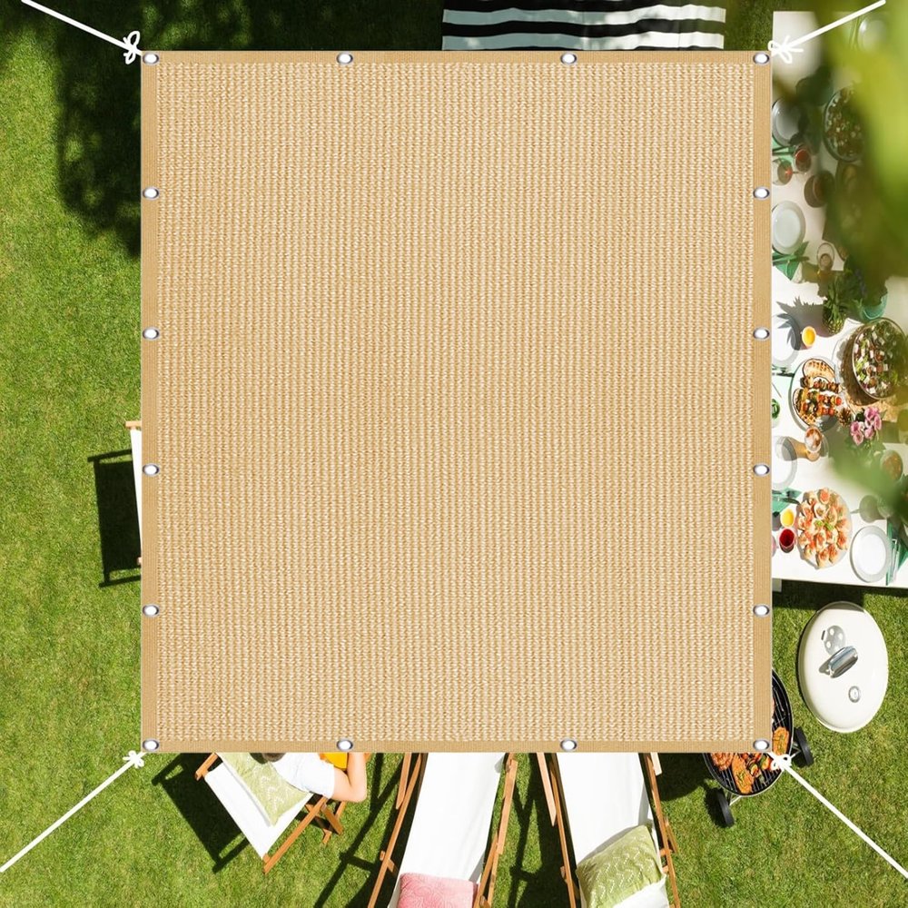Rectangular Sun Shade Sail 260 x 440 cm, Tear-Resistant, Weather-Resistant, Breathable, Sand Yellow