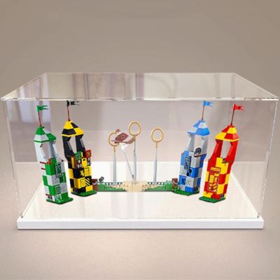Transparent Acrylic Display Case for LEGO 75956 Competition Model, Dustproof Storage Box (Model Not Included), White Base