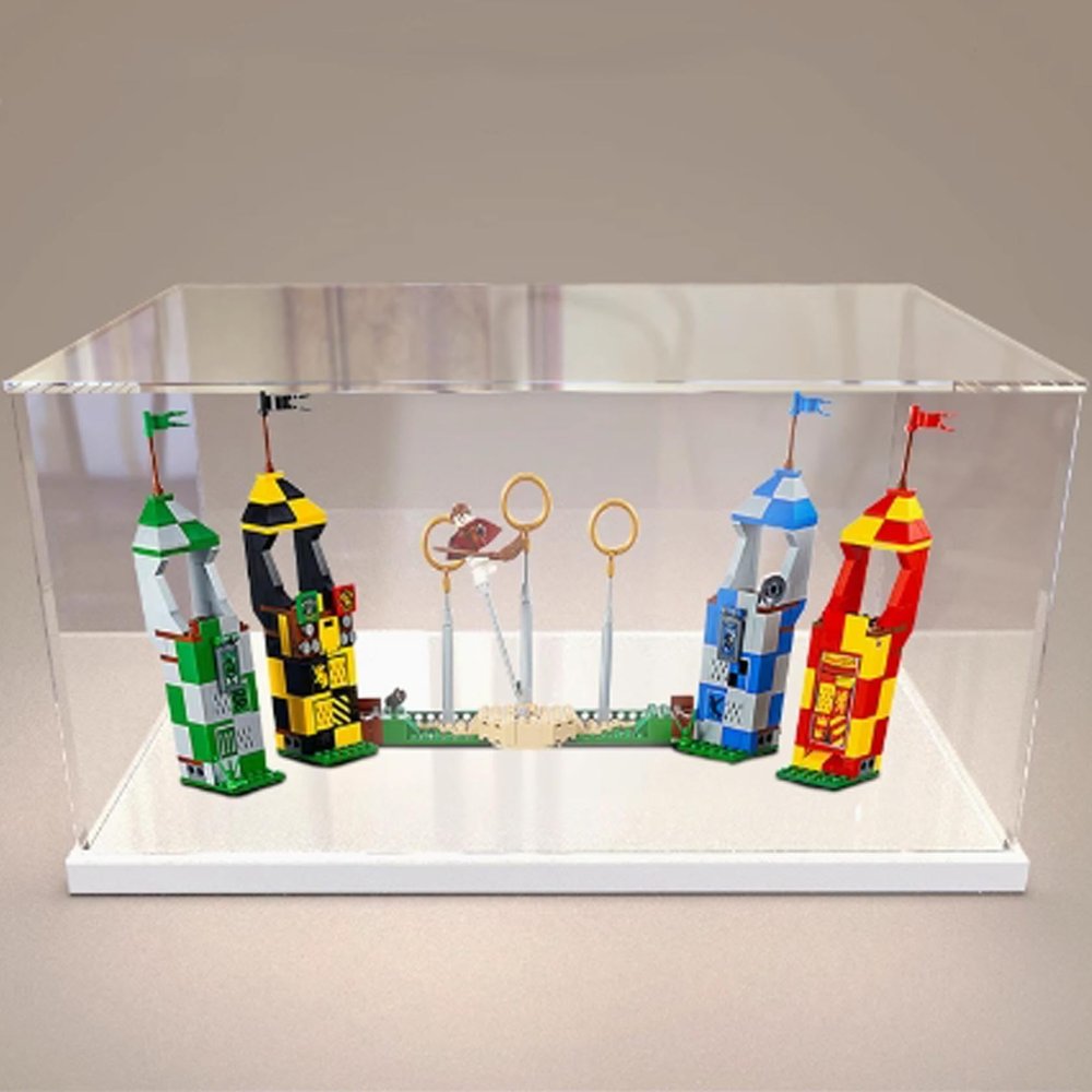 Transparent Acrylic Display Case for LEGO 75956 Competition Model, Dustproof Storage Box (Model Not Included), White Base