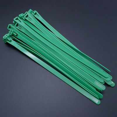 25-Piece Reusable Nylon Plastic Cable Ties, Self-Locking, Detachable, Green, 5 x 250 mm