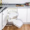 Corner Pull-Out Organizer for Kitchen Cabinets, Flying-Saucer-Shaped Basket, for 900–1,000 mm Cabinets (Left Open), White view 3