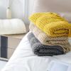 LiuliuBull Travel Camping Throw, Knitted Blanket for Bed and Sofa, Soft Bed Throw (Yellow) view 3