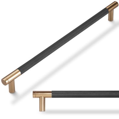 POVEFONK Kitchen Cabinet Handles, Knurled, Black, Champagne, Copper, 288 mm, 10-Pack