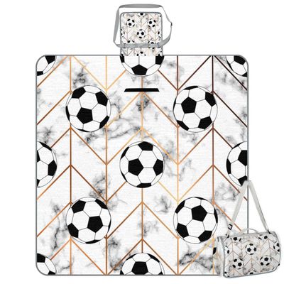 WowPrint Marble-Textured Football Picnic Blanket, 150 x 145 cm, Foldable Waterproof Outdoor Blanket