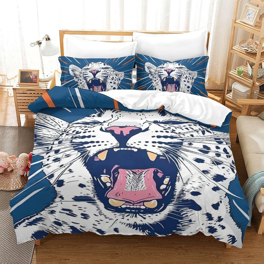 VFKLZCNYR 3-Piece Leopard Duvet Cover Set with Pillowcases, Hypoallergenic, Zipper Closure, Single 140 x 200 cm