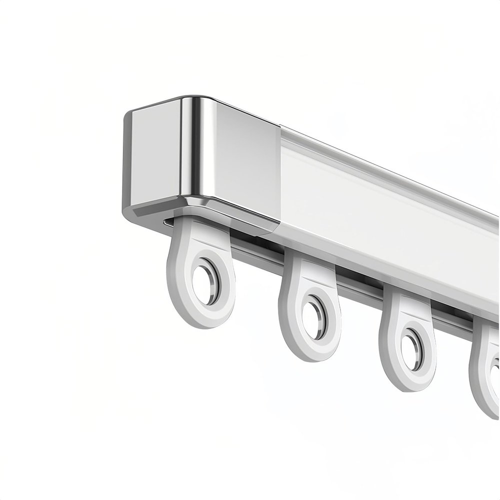 Aluminum Curtain Track, Single Track, White, 1.6 m