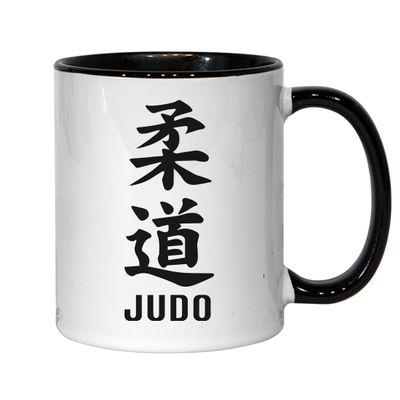 Judo Martial Arts “Gentle Way” Kanji Symbols Japan Ceramic Tea and Coffee Mug, Black