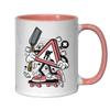 Under Construction Street Sign Skater Shovel Art Ceramic Tea and Coffee Mug, Pink view 1