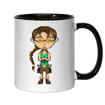Atspauda Ceramic Mug with Brown Hair, for Tea and Coffee, Black