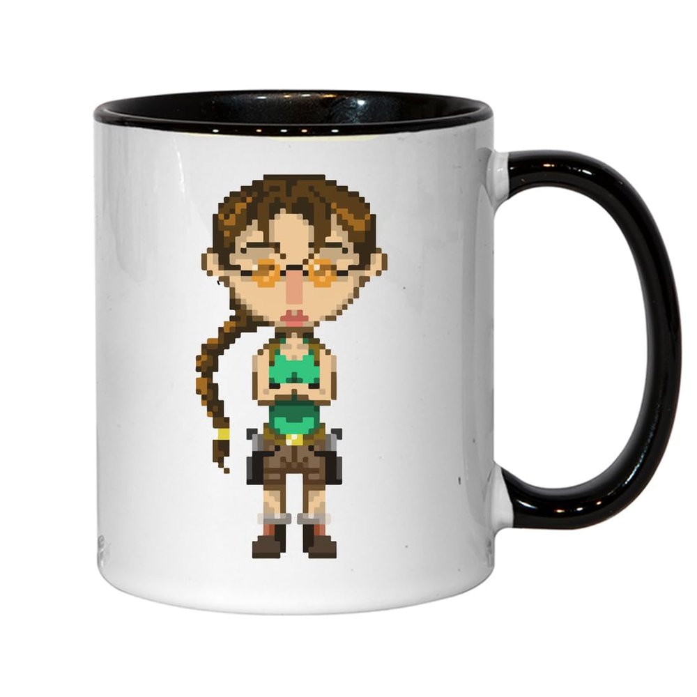 Atspauda Ceramic Mug with Brown Hair, for Tea and Coffee, Black