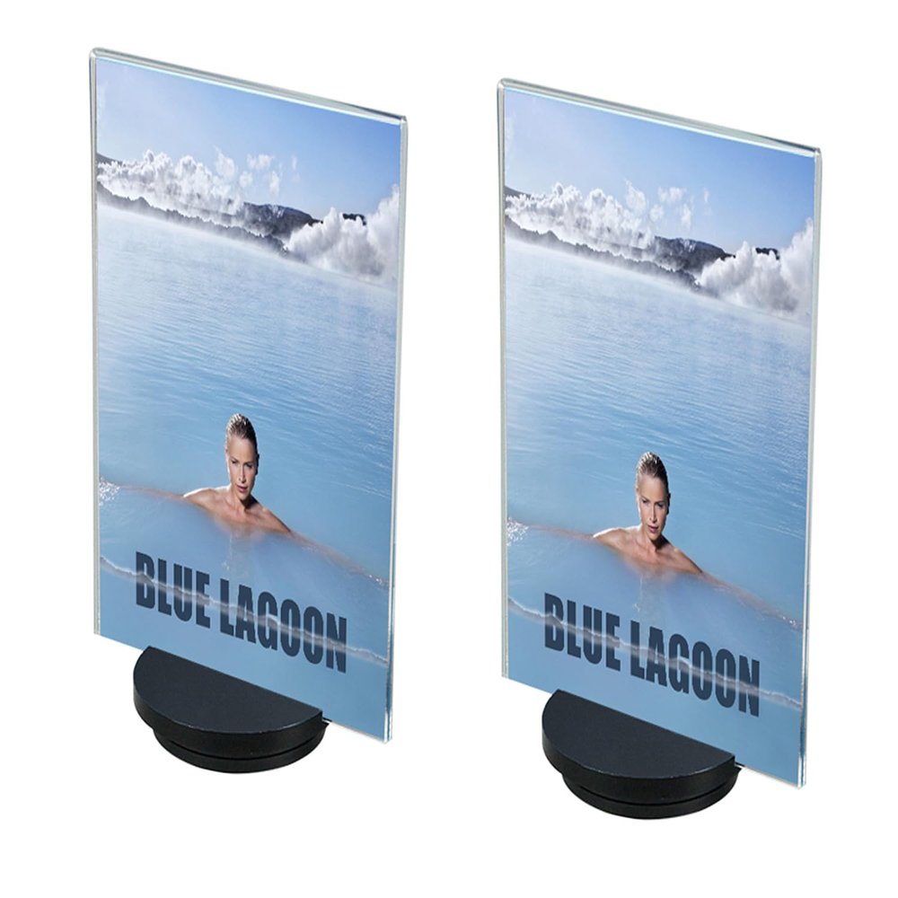 ogoPLUS 2-Pack Acrylic DL Tabletop Sign Holders, Portrait, 360° Rotating