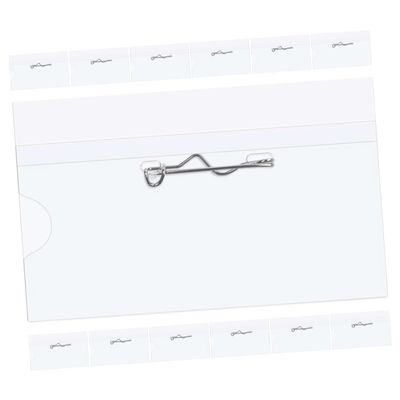Transparent Plastic Name Badge Holder with Pin, 1 Set