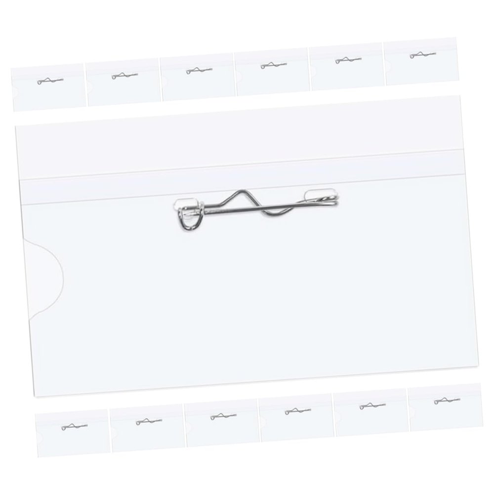 Transparent Plastic Name Badge Holder with Pin, 1 Set