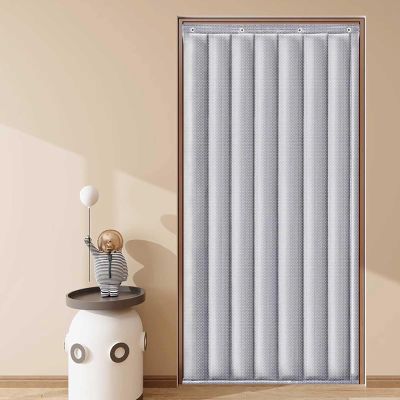 Thermal Door Curtain, Cold-Blocking, Waterproof, Windproof, No-Drill, Gray, 120 x 240 cm (47 x 95 in)