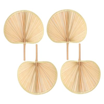 Zerodeko Traditional Palm Leaf Hand Fans, 4-Pack
