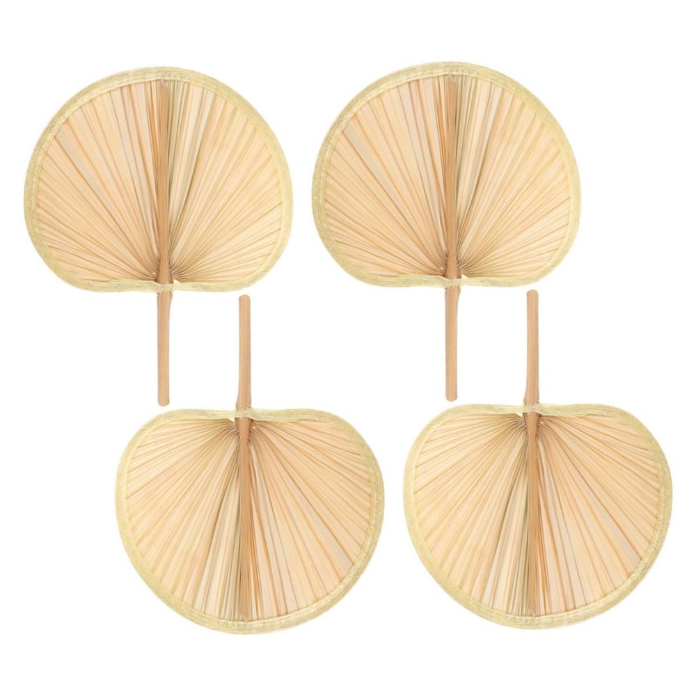 Zerodeko Traditional Palm Leaf Hand Fans, 4-Pack