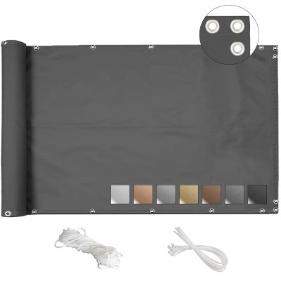 Balcony Privacy Screen 100 x 1,400 cm, Dark Gray, Windproof