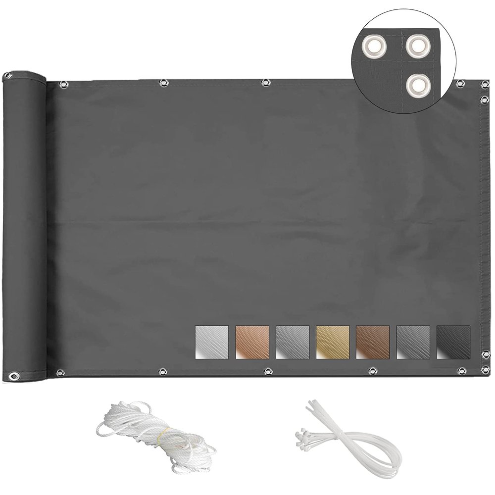 Balcony Privacy Screen 100 x 1,400 cm, Dark Gray, Windproof