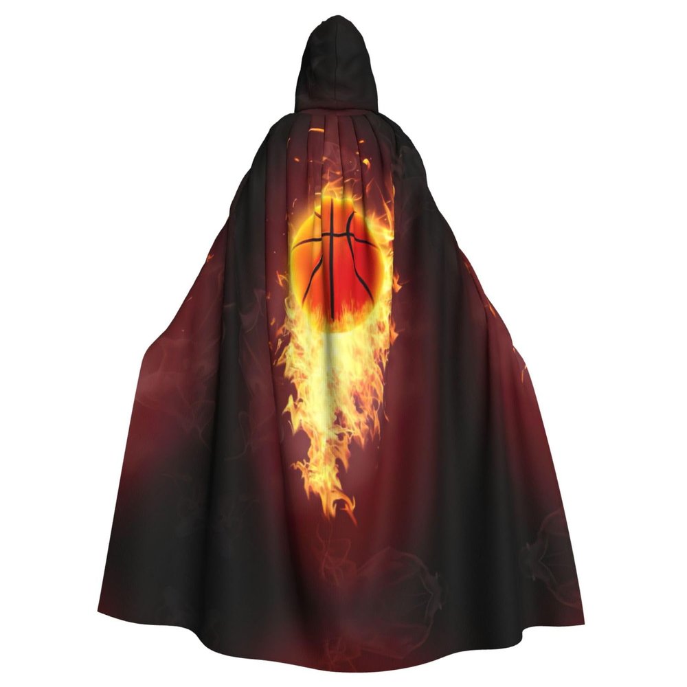 EdWal Basketball Print Halloween Wizard Witch Hooded Cloak for Adults, Cosplay Costume