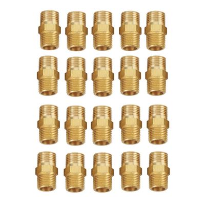 ANKROYU 20-Piece Brass Hex Nipple Set, 1/8" BSP Male Threads