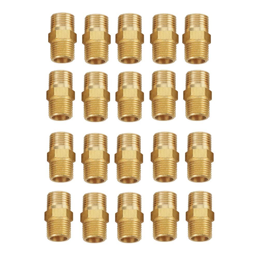 ANKROYU 20-Piece Brass Hex Nipple Set, 1/8" BSP Male Threads
