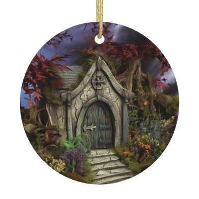 Gothic Fairy Garden Pentagram Ceramic Christmas Tree Ornament