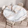 Treer Round Outdoor Tablecloth, Gray-White Marble Pattern, Washable Elastic Table Cover, 60 cm view 1