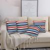 VBNTY Decorative Pillow Covers, 4-Pack, Red Blue White Gray Striped, 30.5 x 30.5 view 1