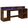 vidaXL LED Desk Smoked Oak 200 x 55 x 91 cm Engineered Wood view 1