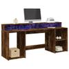 vidaXL LED Desk Smoked Oak 200 x 55 x 91 cm Engineered Wood view 2