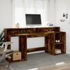 vidaXL LED Desk Smoked Oak 200 x 55 x 91 cm Engineered Wood view 3