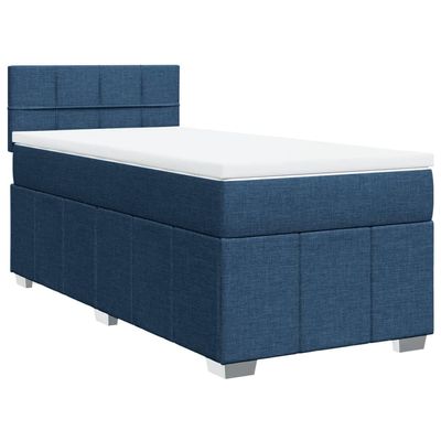vidaXL Box Spring Bed with Mattress Blue 100 x 200 cm Fabric