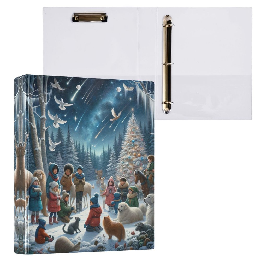 Winter Scene White Birds 3.8 cm 3-Ring Binder