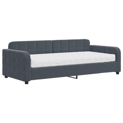 vidaXL Daybed with Mattress Dark Gray 90 x 200 cm Velvet