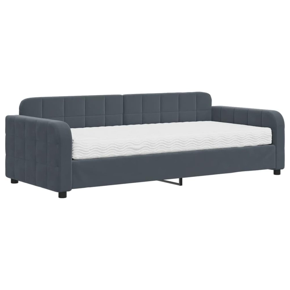 vidaXL Daybed with Mattress Dark Gray 90 x 200 cm Velvet