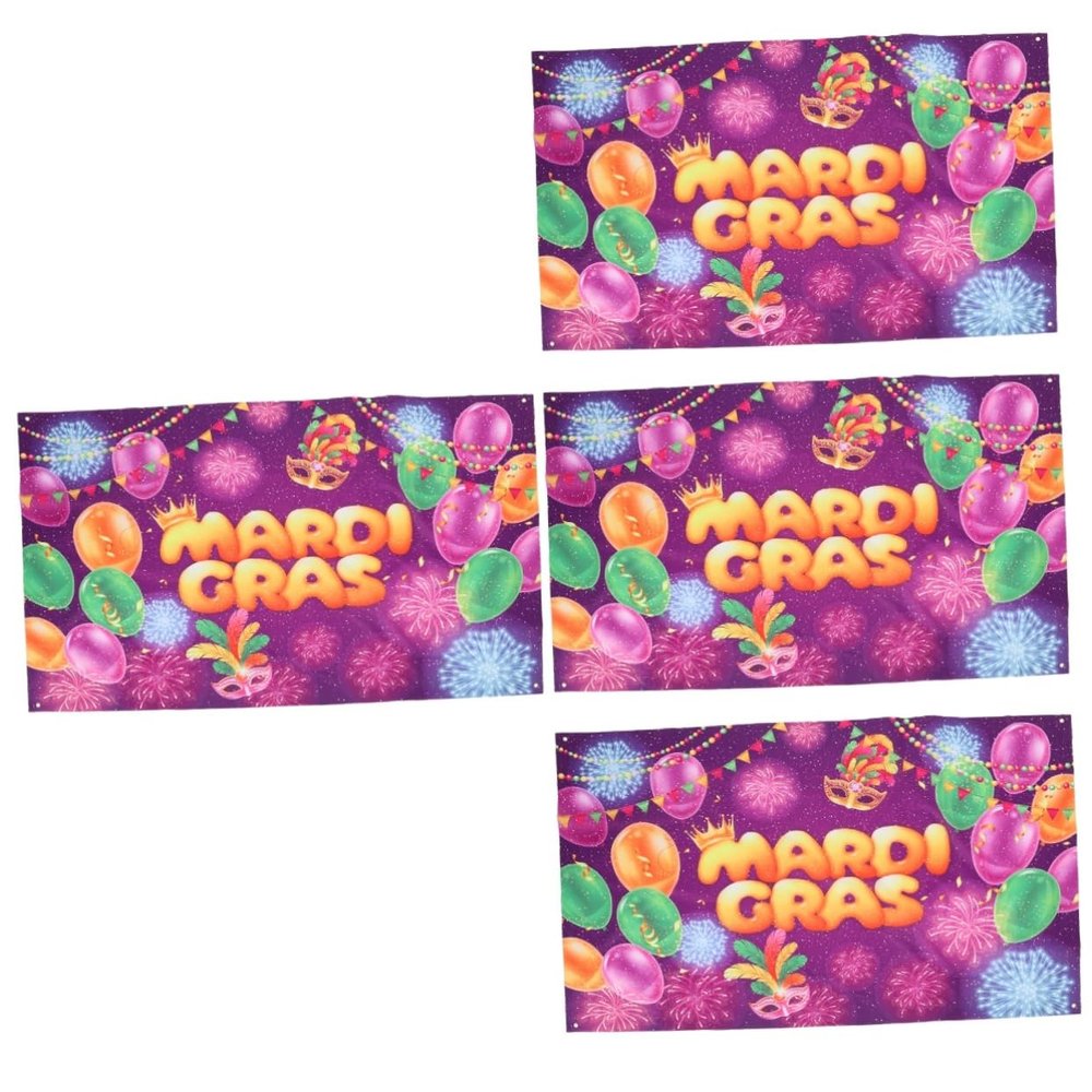 PRETYZOOM 4-Piece Carnival Party Banner Photo Backdrop