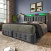 KUAKE Upholstered Bed 160 x 200 cm with Storage, LED Headboard, USB Charging and Mattress view 4