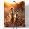 Yellow Flannel Throw Blanket with Meerkat Pattern, 150 x 200 cm view 2