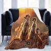 Yellow Flannel Throw Blanket with Meerkat Pattern, 150 x 200 cm view 3