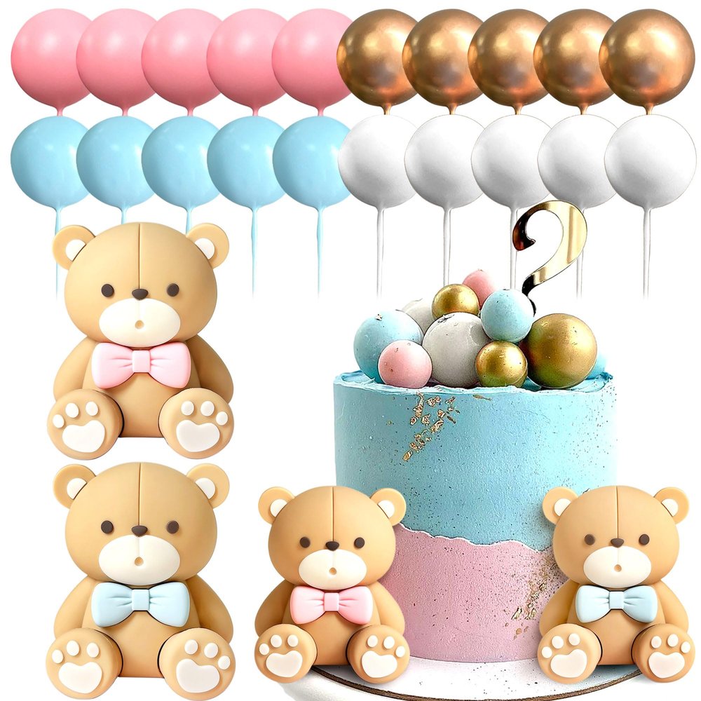 JeVenis Gender Reveal Cake Decorations – Boy or Girl Party Decor