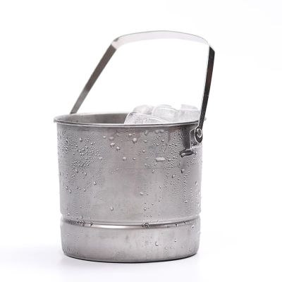 1 L Stainless Steel Ice Bucket with Handles, Silver