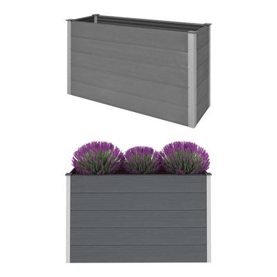 NQJIBUE WPC Raised Garden Bed 150 x 50 x 91 cm, Gray