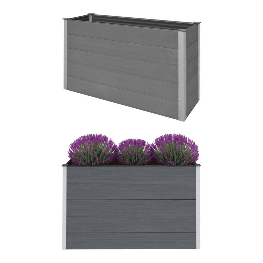 NQJIBUE WPC Raised Garden Bed 150 x 50 x 91 cm, Gray