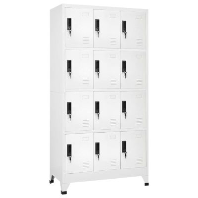 IKAYAA Metal Locker Cabinet with 12 Lockable Compartments, White